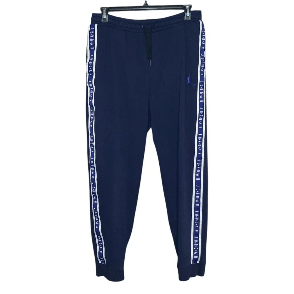 Air Jordan Men's‎ Large L Navy Jumpman HBR Taped Logo Jogger Pants Sweatpants